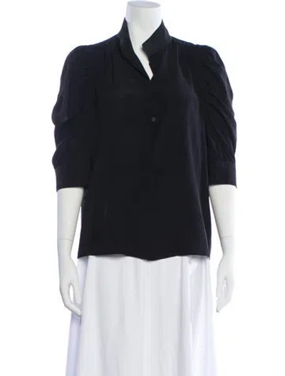 Pre-owned Frame Silk Three-quarter Sleeve Blouse In Black