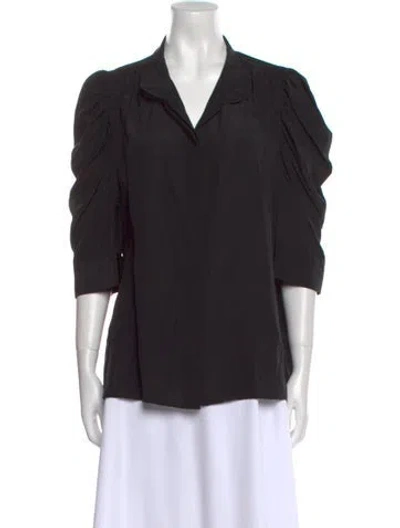 Pre-owned Frame Silk Three-quarter Sleeve Blouse In Black