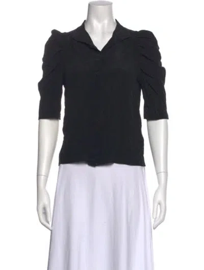 Pre-owned Frame Silk Three-quarter Sleeve Blouse In Black