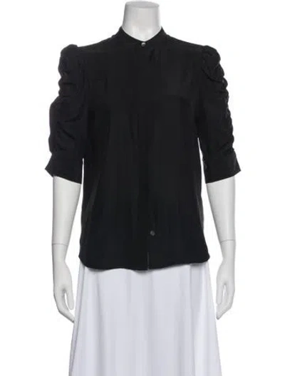Pre-owned Frame Silk Three-quarter Sleeve Blouse In Black