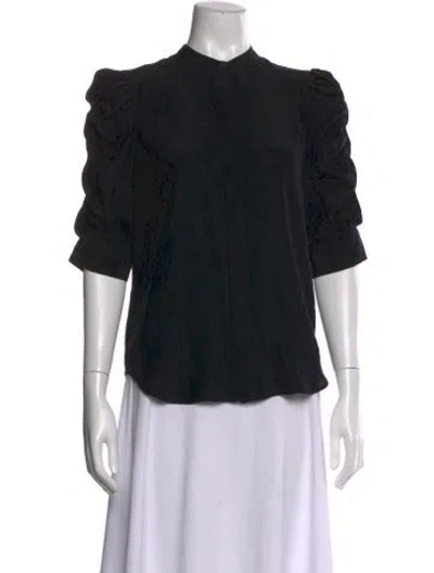 Pre-owned Frame Silk Three-quarter Sleeve Blouse In Black