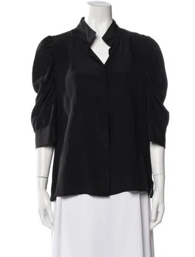 Pre-owned Frame Silk Three-quarter Sleeve Blouse In Black
