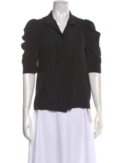 Pre-owned Frame Silk Three-quarter Sleeve Blouse In Black