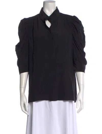 Pre-owned Frame Silk Three-quarter Sleeve Blouse In Black