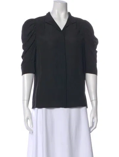 Pre-owned Frame Silk Three-quarter Sleeve Blouse In Black