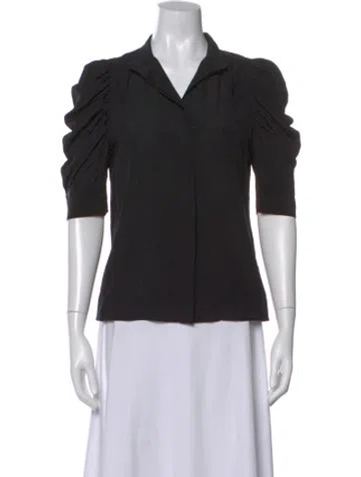 Pre-owned Frame Silk Three-quarter Sleeve Blouse In Black