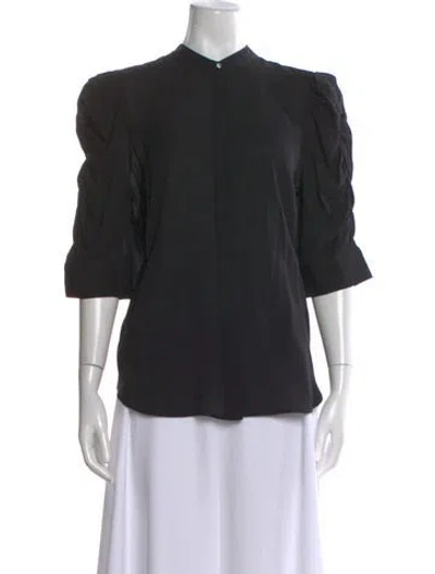 Pre-owned Frame Silk Three-quarter Sleeve Blouse In Black