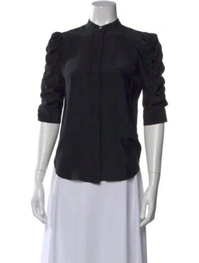Pre-owned Frame Silk Three-quarter Sleeve Blouse In Black