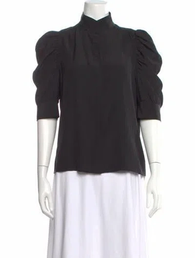 Pre-owned Frame Silk Three-quarter Sleeve Blouse In Black