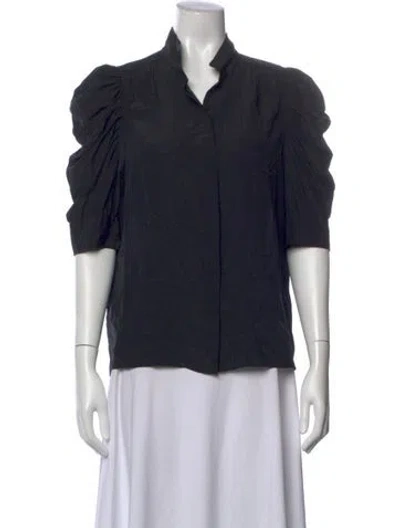 Pre-owned Frame Silk Three-quarter Sleeve Blouse In Black