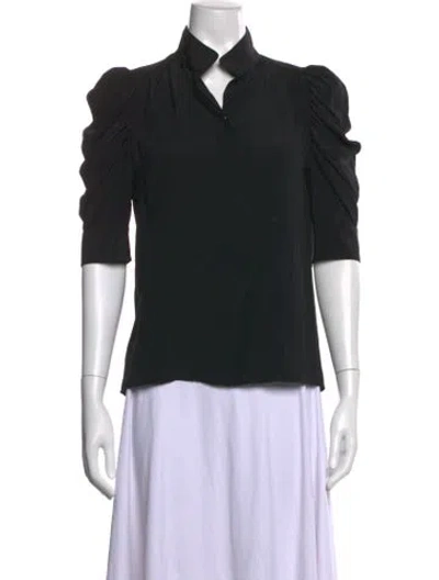 Pre-owned Frame Silk Three-quarter Sleeve Blouse In Black