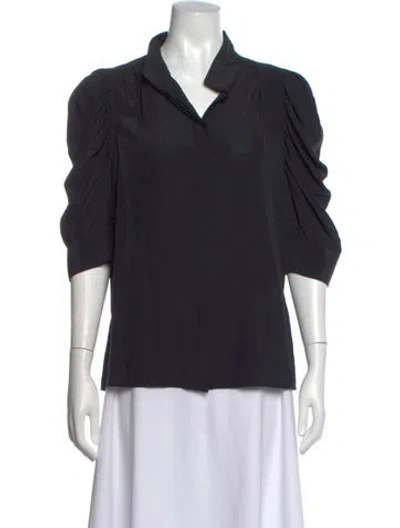 Pre-owned Frame Silk Three-quarter Sleeve Blouse In Black