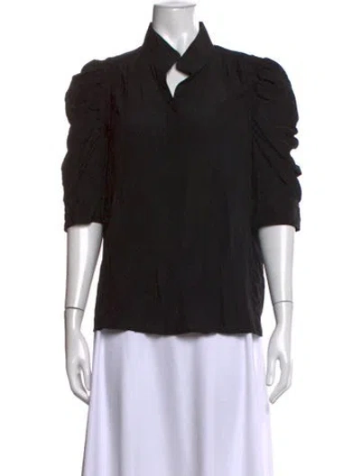Pre-owned Frame Silk Three-quarter Sleeve Blouse In Black