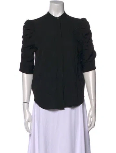 Pre-owned Frame Silk Three-quarter Sleeve Blouse In Black