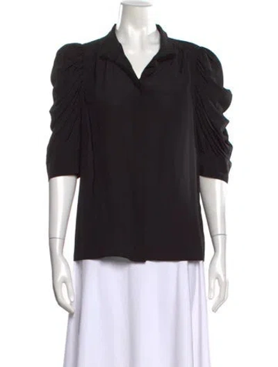 Pre-owned Frame Silk Three-quarter Sleeve Blouse In Black