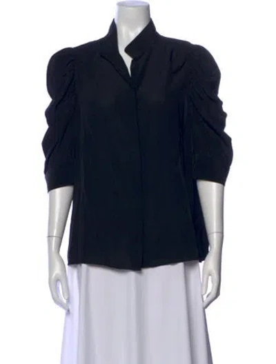 Pre-owned Frame Silk Three-quarter Sleeve Blouse In Black