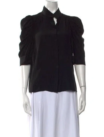 Pre-owned Frame Silk Three-quarter Sleeve Blouse In Black
