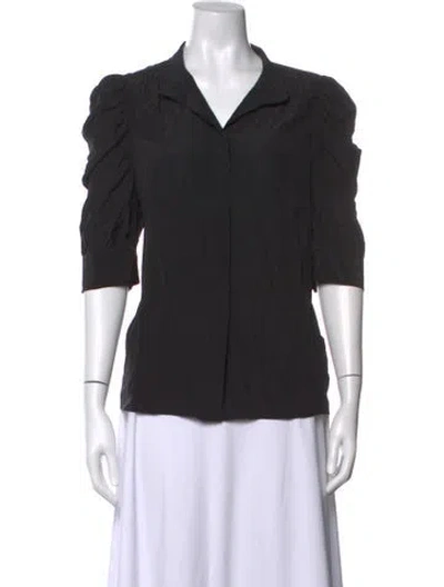 Pre-owned Frame Silk Three-quarter Sleeve Blouse In Black