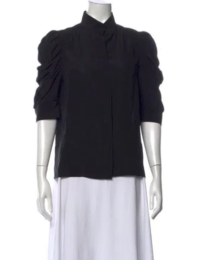 Pre-owned Frame Silk Three-quarter Sleeve Blouse In Black