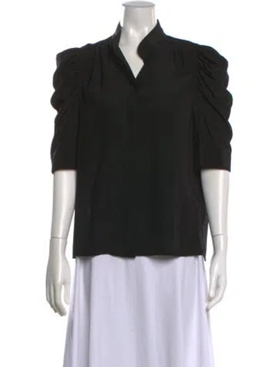 Pre-owned Frame Silk Three-quarter Sleeve Blouse In Black