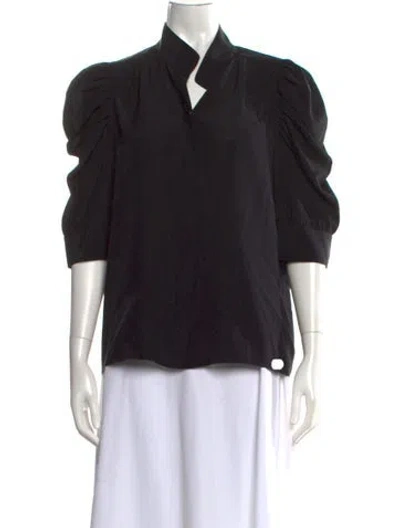 Pre-owned Frame Silk Three-quarter Sleeve Blouse In Black