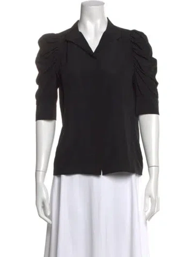 Pre-owned Frame Silk Three-quarter Sleeve Blouse In Black