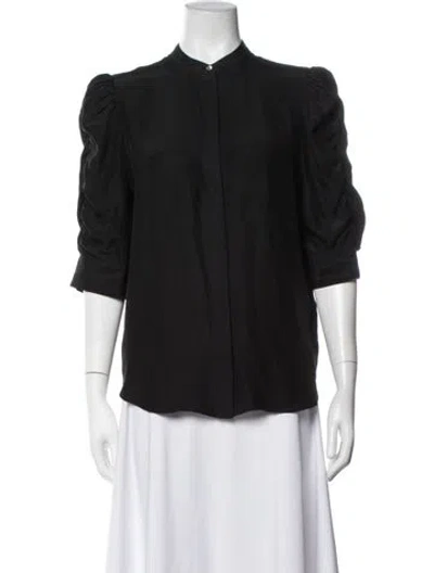 Pre-owned Frame Silk Three-quarter Sleeve Blouse In Black