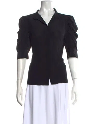 Pre-owned Frame Silk Three-quarter Sleeve Blouse In Black