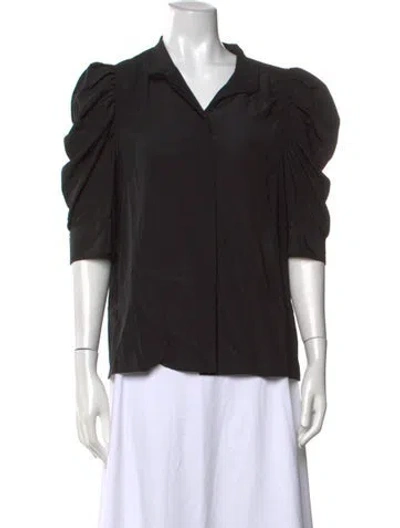 Pre-owned Frame Silk Three-quarter Sleeve Blouse In Black