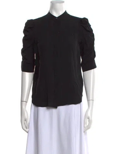 Pre-owned Frame Silk Three-quarter Sleeve Blouse In Black