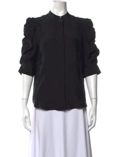 Pre-owned Frame Silk Three-quarter Sleeve Blouse In Black