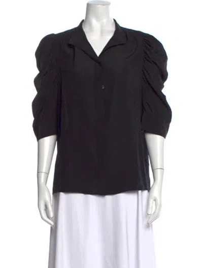 Pre-owned Frame Silk Three-quarter Sleeve Blouse In Black