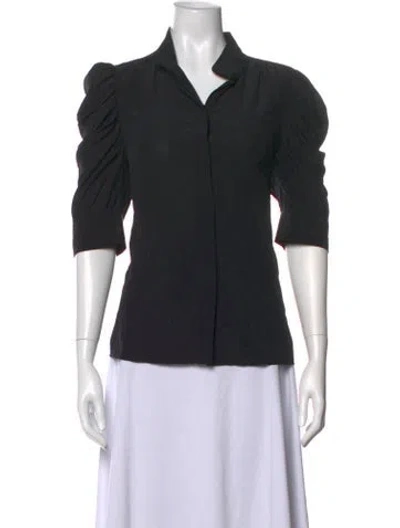 Pre-owned Frame Silk Three-quarter Sleeve Blouse In Black