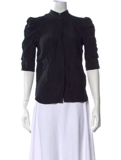 Pre-owned Frame Silk Three-quarter Sleeve Blouse In Black
