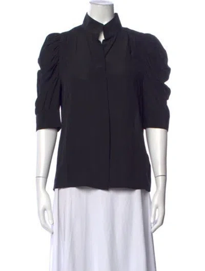 Pre-owned Frame Silk Three-quarter Sleeve Blouse In Blue