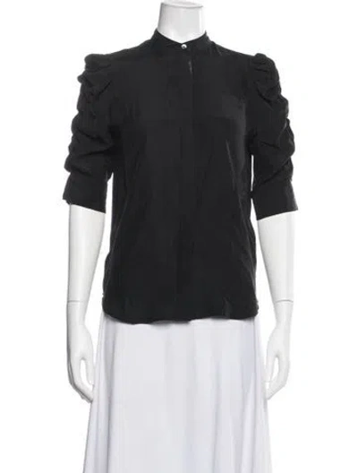 Pre-owned Frame Silk Three-quarter Sleeve Blouse In Blue