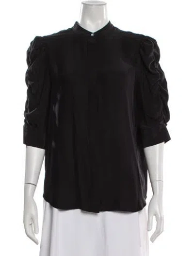 Pre-owned Frame Silk Three-quarter Sleeve Blouse In Brown