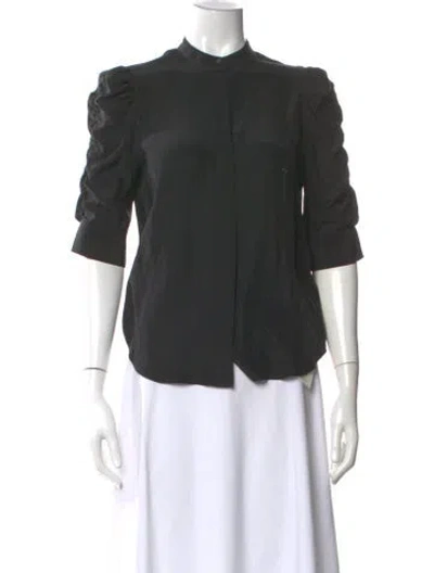 Pre-owned Frame Silk Three-quarter Sleeve Blouse In Gray