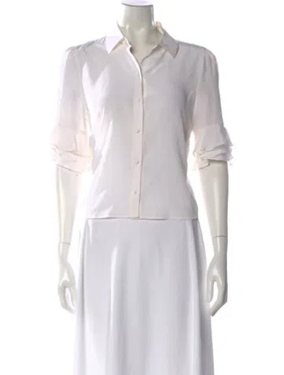 Pre-owned Frame Silk Three-quarter Sleeve Blouse In Neutral