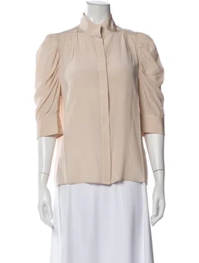 Pre-owned Frame Silk Three-quarter Sleeve Blouse In Neutral