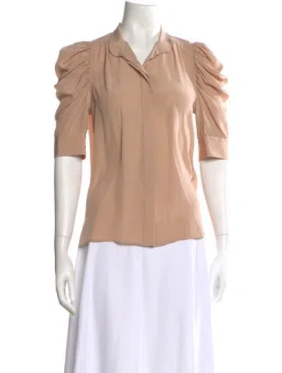 Pre-owned Frame Silk Three-quarter Sleeve Blouse In Neutral