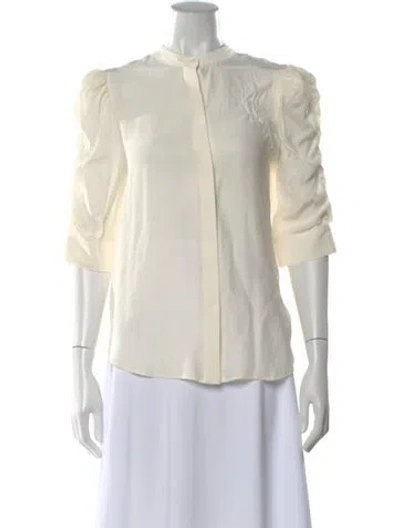 Pre-owned Frame Silk Three-quarter Sleeve Blouse In Neutral