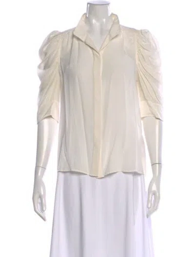 Pre-owned Frame Silk Three-quarter Sleeve Blouse In Neutral
