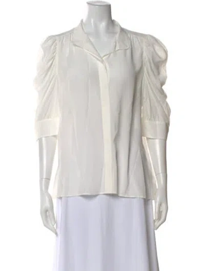 Pre-owned Frame Silk Three-quarter Sleeve Blouse In Neutral