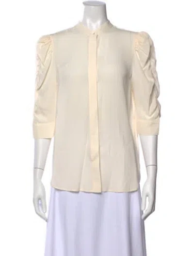 Pre-owned Frame Silk Three-quarter Sleeve Blouse In Neutral