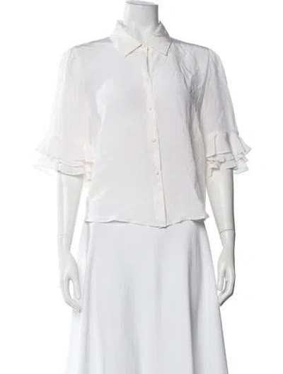 Pre-owned Frame Silk Three-quarter Sleeve Blouse In Neutrals