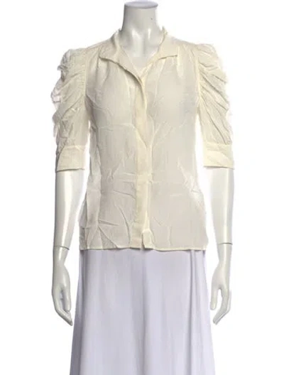 Pre-owned Frame Silk Three-quarter Sleeve Blouse In Neutrals