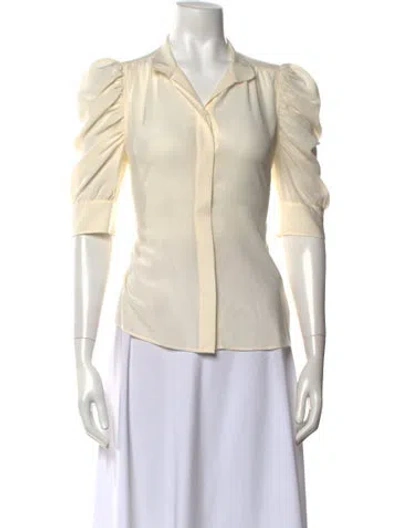 Pre-owned Frame Silk Three-quarter Sleeve Blouse In Neutrals
