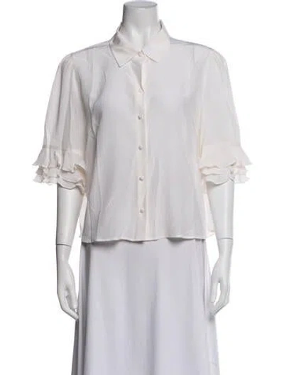 Pre-owned Frame Silk Three-quarter Sleeve Blouse In Neutrals