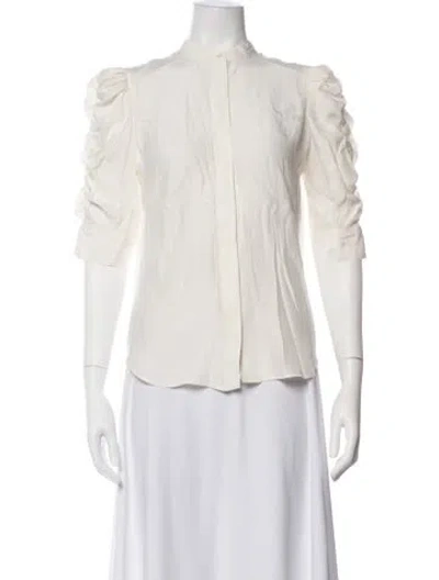 Pre-owned Frame Silk Three-quarter Sleeve Blouse In Neutrals/white